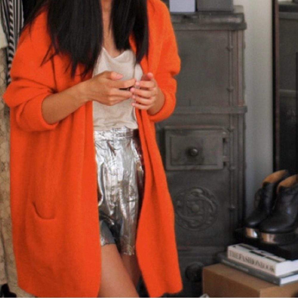 & Other Stories Womens Wool Mohair Blend
Orange Red Open Cardigan Sweater